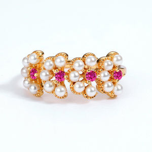 Pearl Flower Engagement Ring Sterling Silver Ring